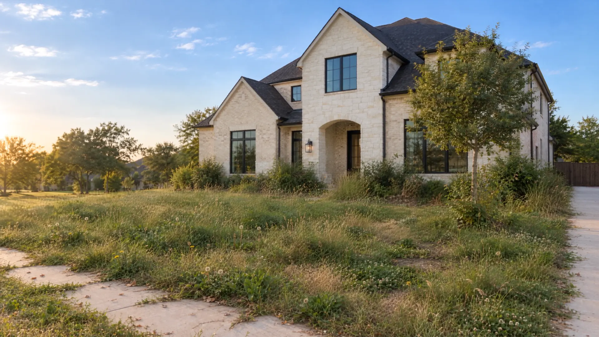 North Texas front yard before and after Green Titan style lawn care